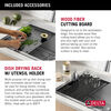 Lavabo de cocina tipo estación de trabajo con dos receptáculos de acero inoxidable 50/50 calibre 16 de 33" de montaje superior encastrado, con reborde WorkFlow™ y accesorios